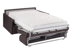Vente-unique Sofá-cama abertura rápida em símili couro marrom assento com assento de memória de forma 120 cm colchão 22 cm CALIFE^ Sofá
