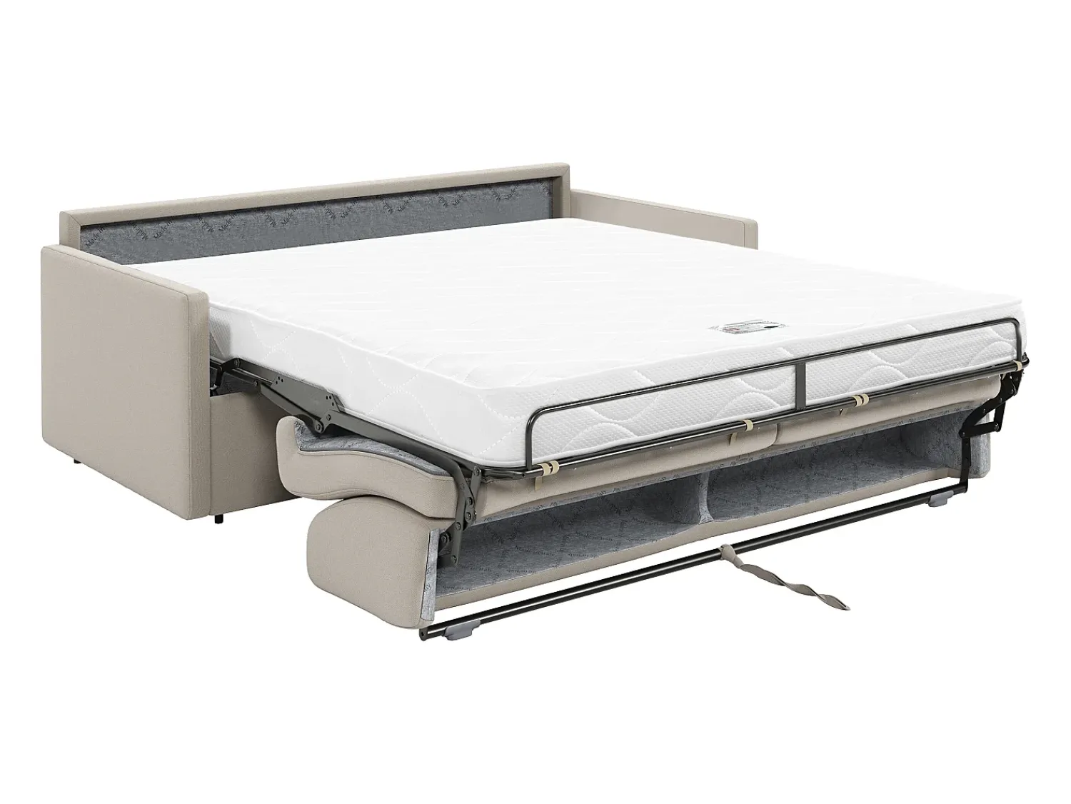 Sofá|Vente-unique Sofá-cama abertura rápida tecido assento com assento de memória de forma 140 cm colchão 14 cm CALIFE Bege