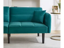 Merax Sofá-cama ajustável 2 em 1 - 176 x 78 x 76 cm - 2 lugares - com braços dobráveis - Veludo -^ Sofá