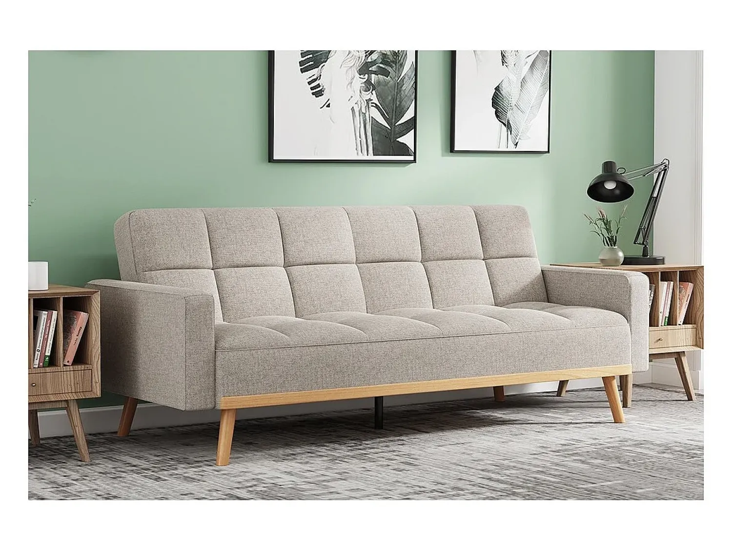 Sofá|Price Factory Sofá-cama conversível de 3 lugares coleção ADONA Bege