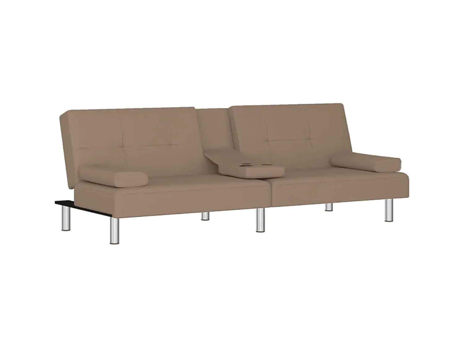 Sofá* Sofá-cama c/ suporte para copos couro artificial cor cappuccino PT460383 Castanho