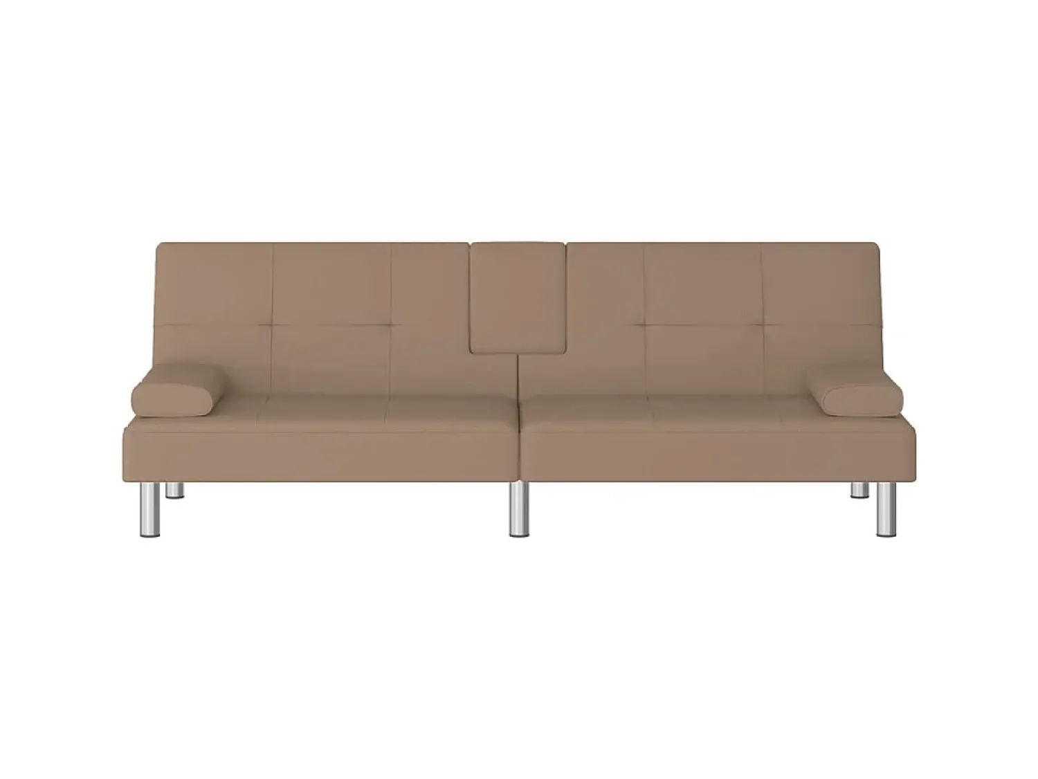 Sofá* Sofá-cama c/ suporte para copos couro artificial cor cappuccino PT460383 Castanho