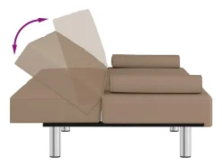 Hot vidaxl Sofá-cama c/ suporte para copos couro artificial cor cappuccino Castanho