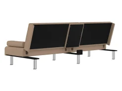 Hot vidaxl Sofá-cama c/ suporte para copos couro artificial cor cappuccino Castanho