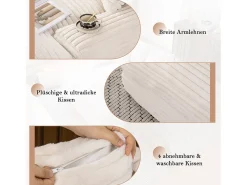Sofá*Hauss Spole Sofá-cama chaise longue com 4 almofadas - Veludo cotelê Bege