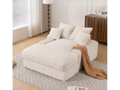 Sofá*Hauss Spole Sofá-cama chaise longue com 4 almofadas - Veludo cotelê Bege