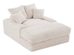 Sofá*Hauss Spole Sofá-cama chaise longue com 4 almofadas - Veludo cotelê Bege