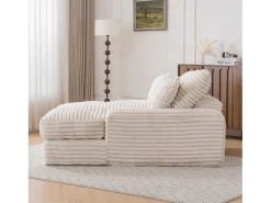Sofá*Hauss Spole Sofá-cama chaise longue com 4 almofadas - Veludo cotelê Bege
