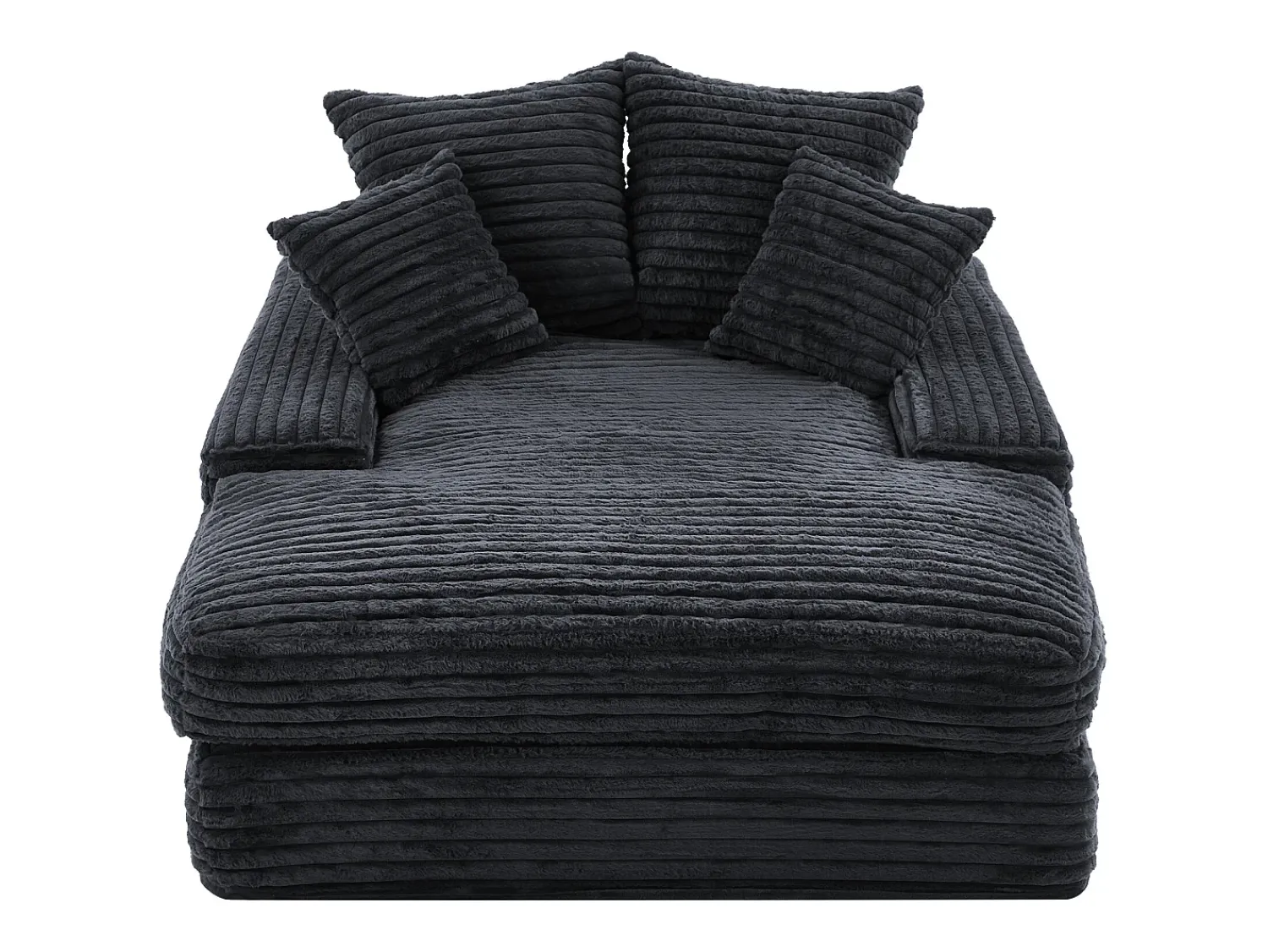 Sofá*Hauss Spole Sofá-cama chaise longue com 4 almofadas - Veludo cotelê Cinzento