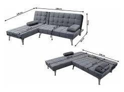 Best Saldosystocks Sofá-Cama Chaise Longue Keren XS 198cm Cinza Cinzento