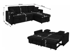 Saldosystocks Sofá-Cama Chaise Longue Kris 210cm^ Sofá