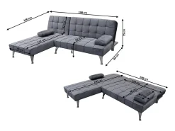 Saldosystocks Sofá-Cama Chaise Longue XS 198cm Cinza^ Sofá