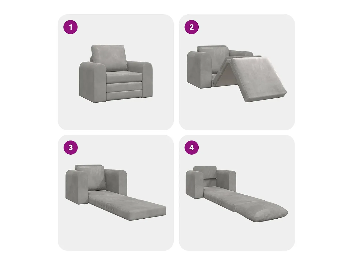 Sofá|vidaxl Sofá-Cama Cinzento-claro 98 x 71 x 83 cm Veludo Cinzento claro