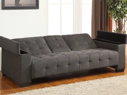 Hot Vente-unique Sofá-cama clic-clac de 3 lugares Microfibra DEVONSHIRE Cinzento