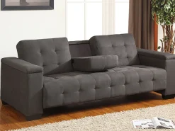 Hot Vente-unique Sofá-cama clic-clac de 3 lugares Microfibra DEVONSHIRE Cinzento