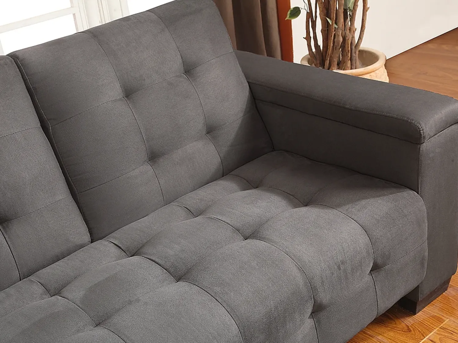Hot Vente-unique Sofá-cama clic-clac de 3 lugares Microfibra DEVONSHIRE Cinzento