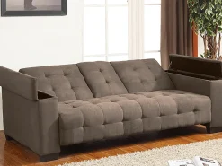 Sofá*Vente-unique Sofá-cama clic-clac de 3 lugares Microfibra DEVONSHIRE Castanho