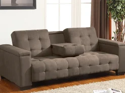 Sofá*Vente-unique Sofá-cama clic-clac de 3 lugares Microfibra DEVONSHIRE Castanho