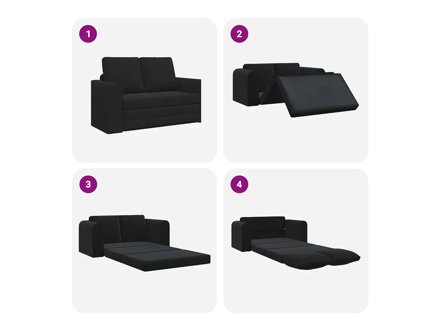 Sofá*vidaxl Sofá-Cama 60cm Veludo Preto