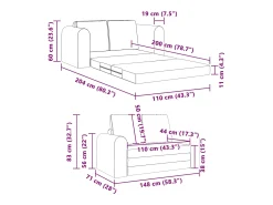 vidaxl Sofá-Cama 60cm Escuro Veludo^ Sofá