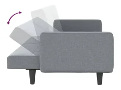 vidaxl Sofá-cama com almofadões tecido -claro^ Sofá