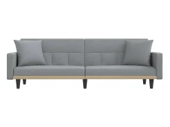 vidaxl Sofá-cama com almofadões tecido -claro^ Sofá