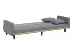 vidaxl Sofá-cama com almofadões tecido -claro^ Sofá