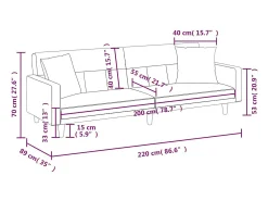 Sofá*vidaxl Sofá-cama com almofadões tecido -claro Amarelo