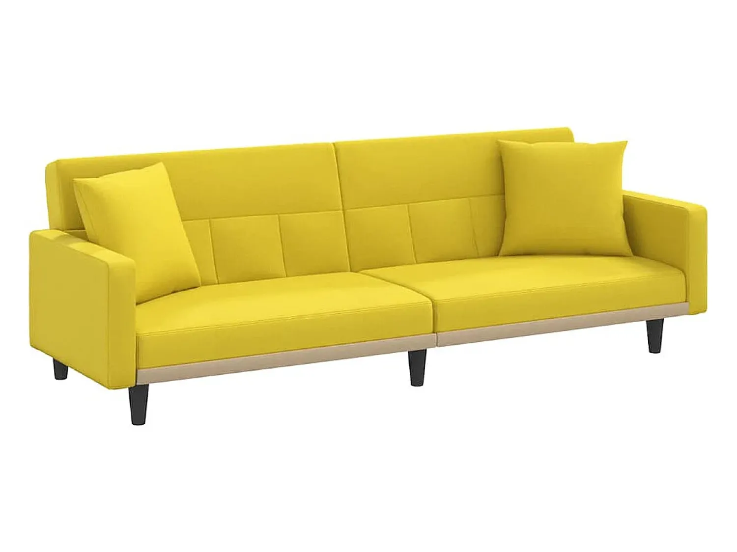 Sofá*vidaxl Sofá-cama com almofadões tecido -claro Amarelo