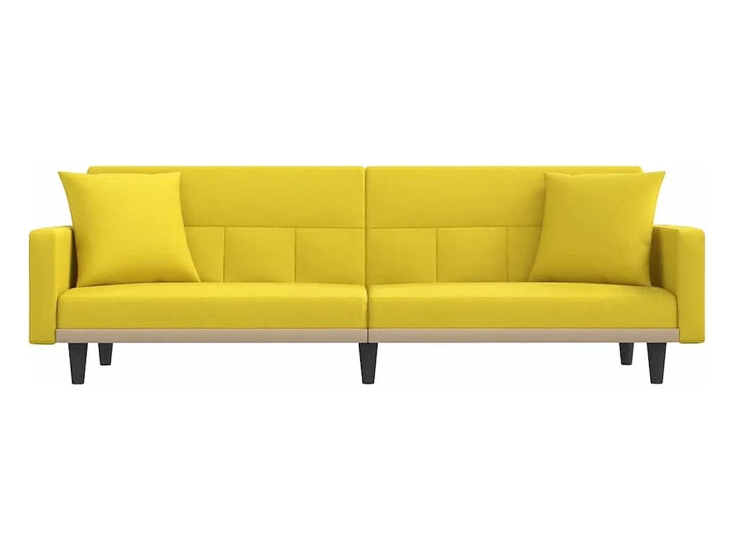 Sofá*vidaxl Sofá-cama com almofadões tecido -claro Amarelo