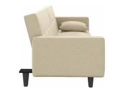 Sofá*vidaxl Sofá-cama com almofadões tecido cor Creme