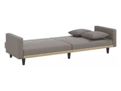 Outlet vidaxl Sofá-cama com almofadões tecido cinzento-acastanhado Taupe