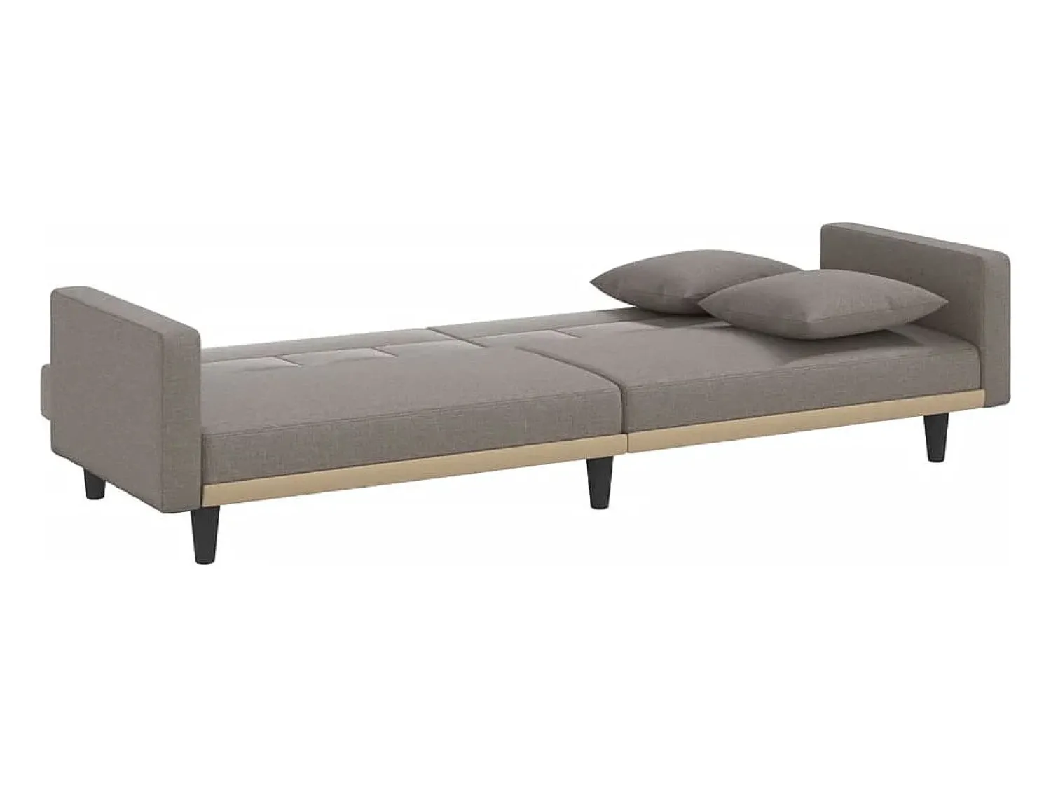 Outlet vidaxl Sofá-cama com almofadões tecido cinzento-acastanhado Taupe