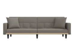 Outlet vidaxl Sofá-cama com almofadões tecido cinzento-acastanhado Taupe