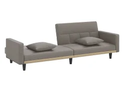 Outlet vidaxl Sofá-cama com almofadões tecido cinzento-acastanhado Taupe
