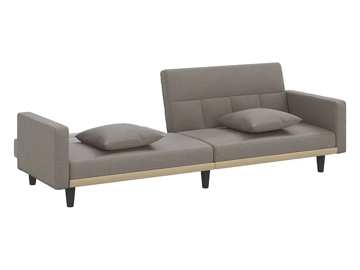 Outlet vidaxl Sofá-cama com almofadões tecido cinzento-acastanhado Taupe