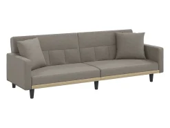 Outlet vidaxl Sofá-cama com almofadões tecido cinzento-acastanhado Taupe