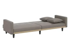 Outlet vidaxl Sofá-cama com almofadões tecido cinzento-acastanhado Taupe