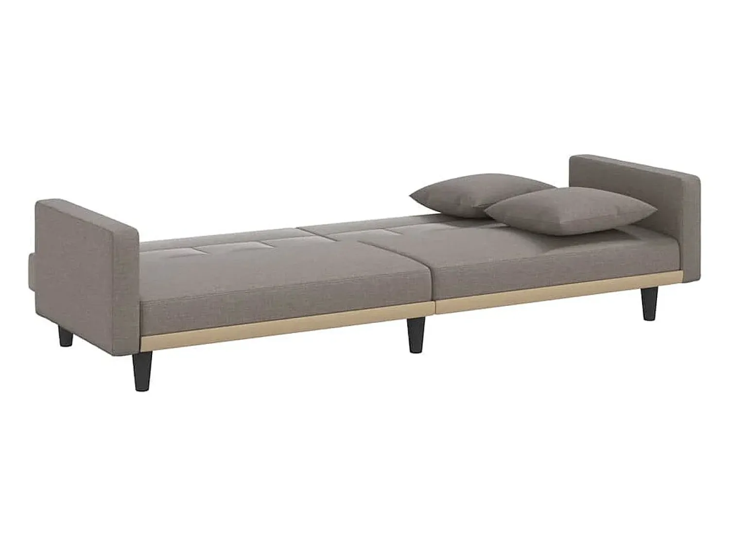 Outlet vidaxl Sofá-cama com almofadões tecido cinzento-acastanhado Taupe