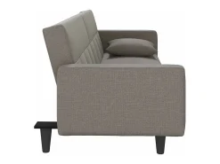 Outlet vidaxl Sofá-cama com almofadões tecido cinzento-acastanhado Taupe