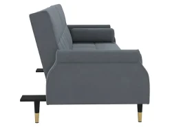 Sofá| Sofá-cama com almofadões veludo -escuro PT928907 Cinzento