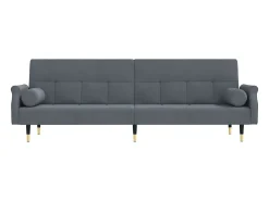 Sofá| Sofá-cama com almofadões veludo -escuro PT928907 Cinzento