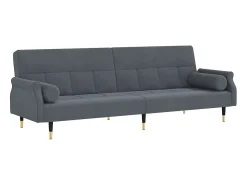 Sofá| Sofá-cama com almofadões veludo -escuro PT928907 Cinzento