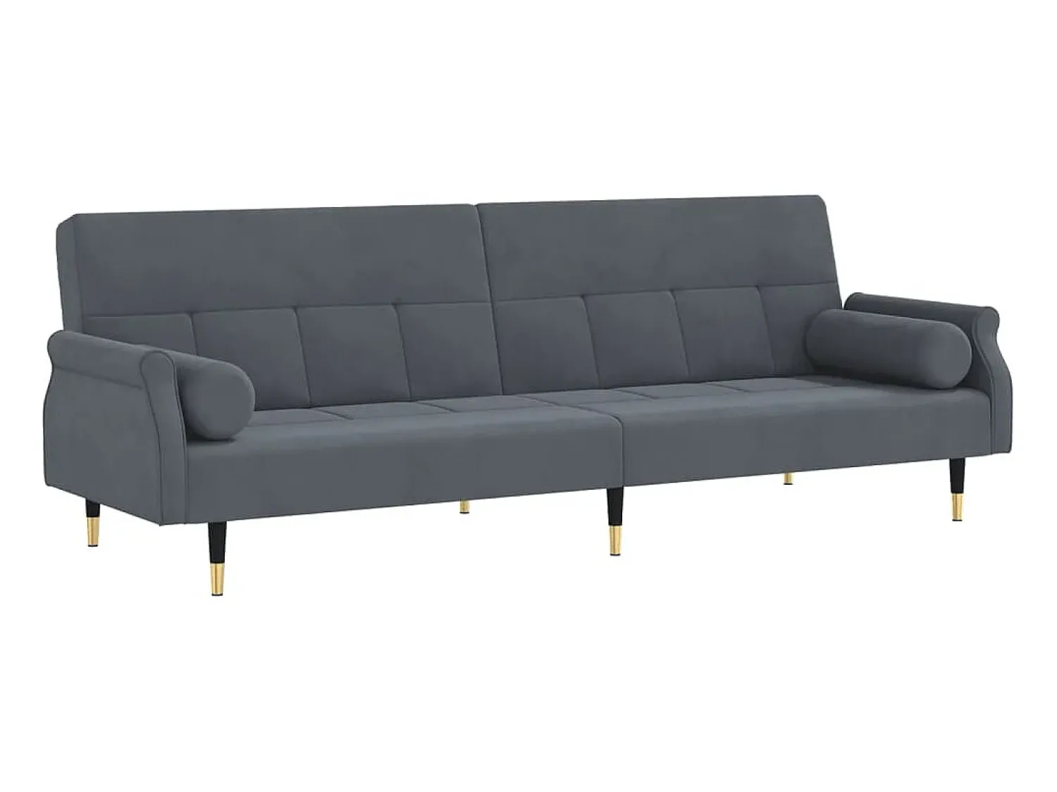 Sofá| Sofá-cama com almofadões veludo -escuro PT928907 Cinzento