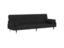 Sofá| Sofá-cama com almofadões veludo PT428187 Preto