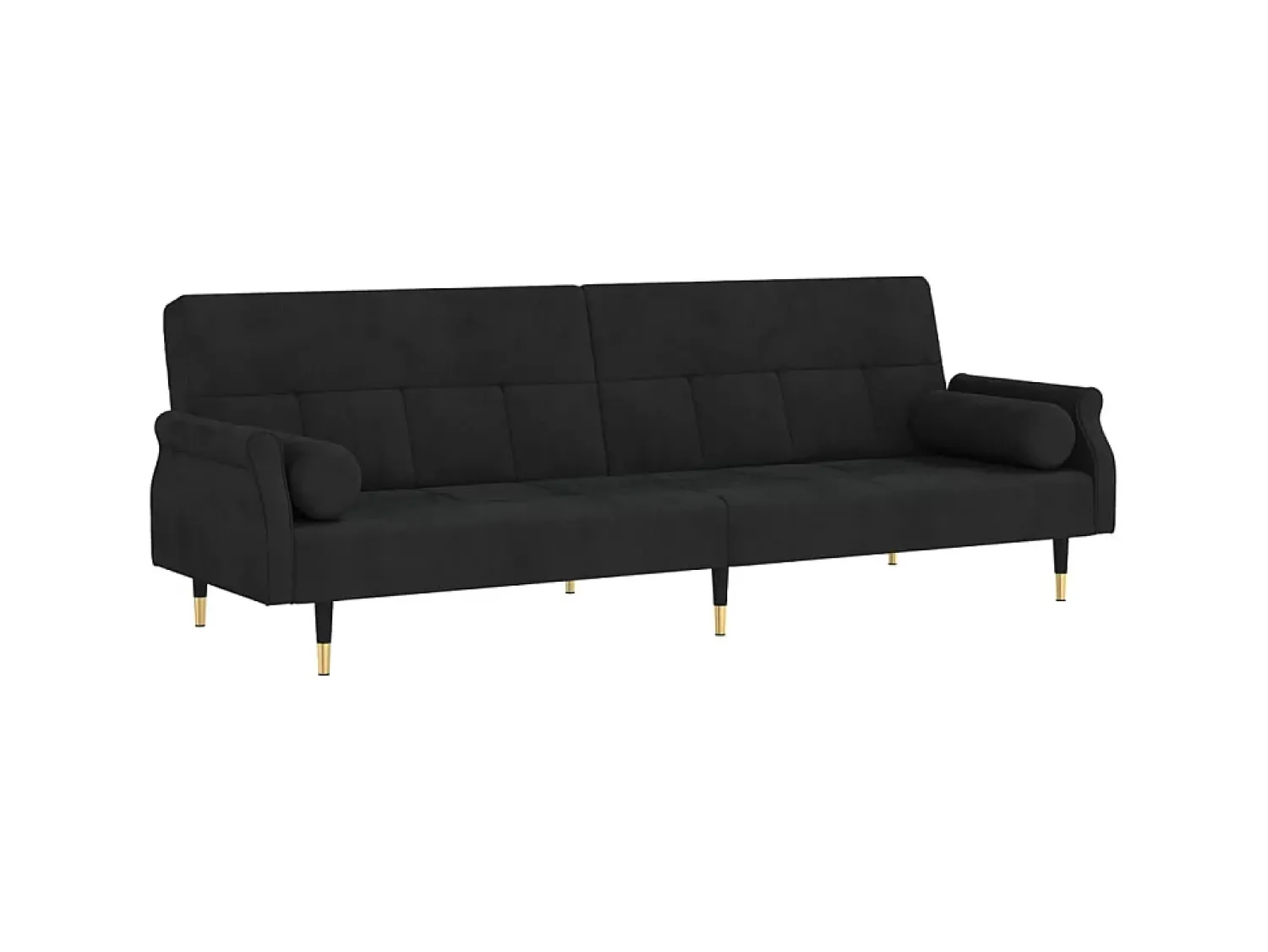 Sofá| Sofá-cama com almofadões veludo PT428187 Preto