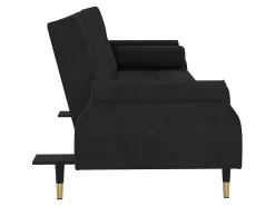 Sofá| Sofá-cama com almofadões veludo PT428187 Preto
