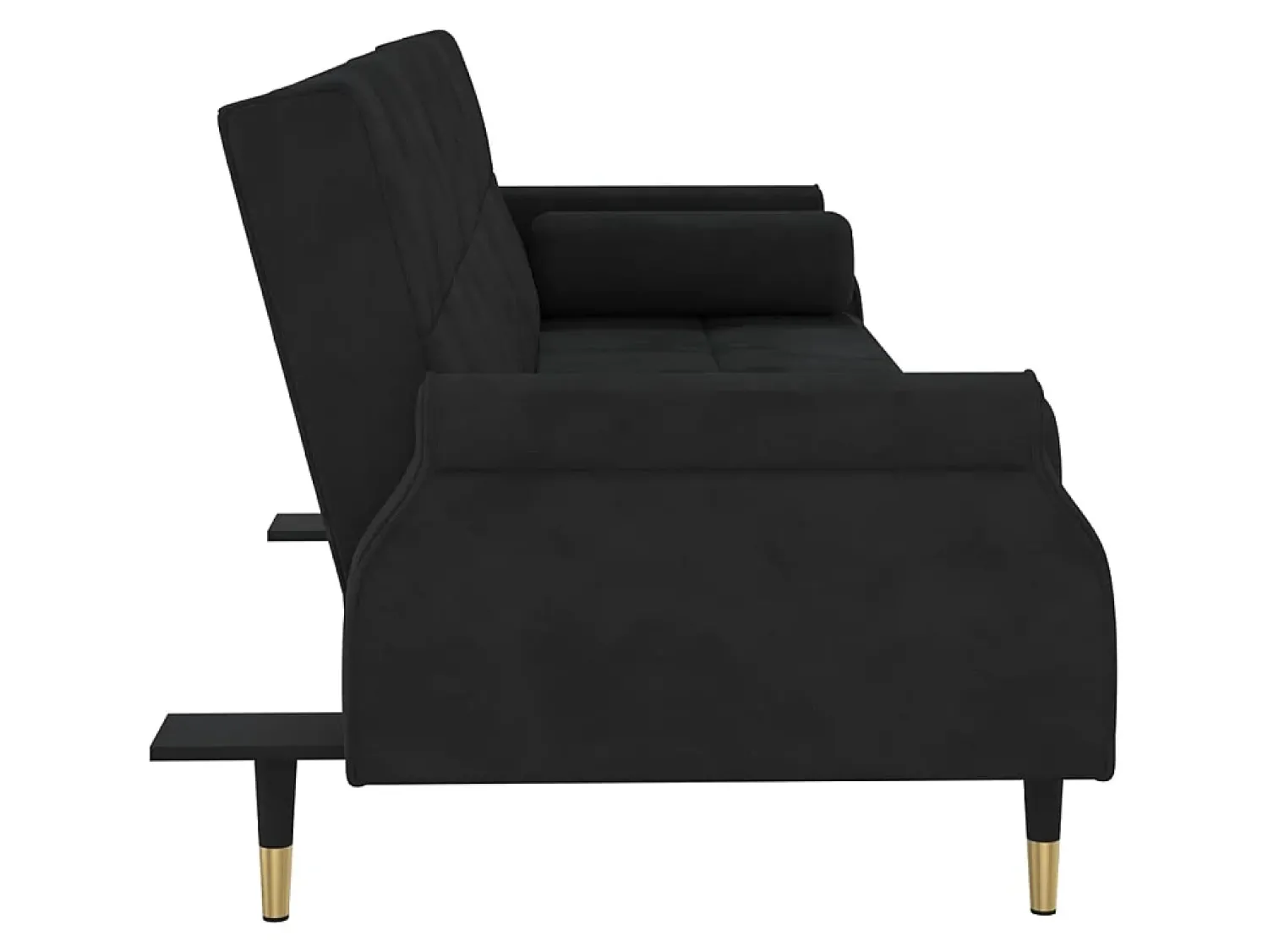 Sofá| Sofá-cama com almofadões veludo PT428187 Preto