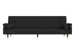 Sofá| Sofá-cama com almofadões veludo PT428187 Preto