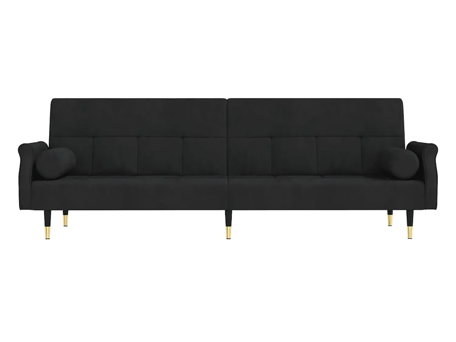 Sofá| Sofá-cama com almofadões veludo PT428187 Preto